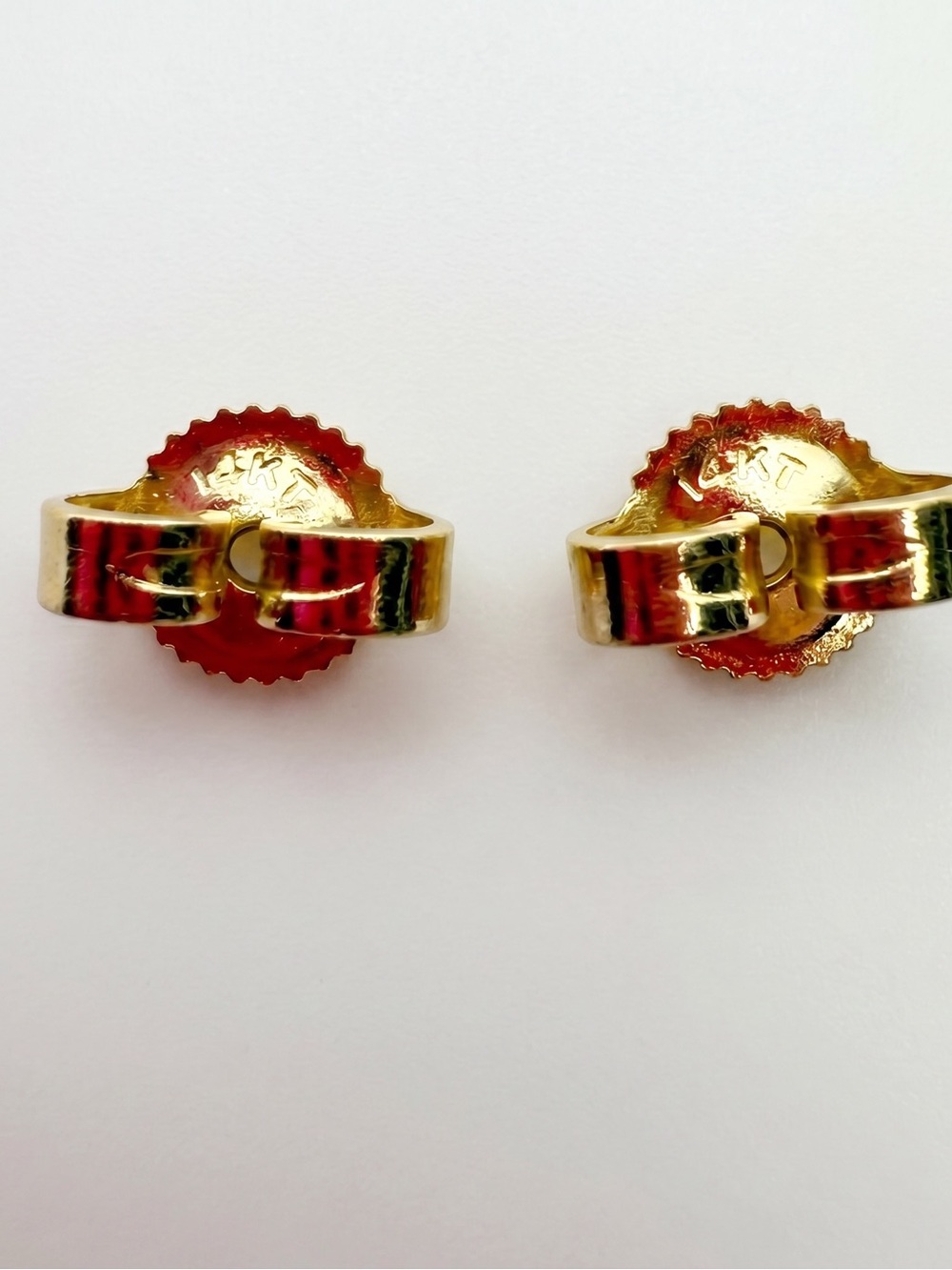 Vintage Estate Solid 14k Yellow Gold Orange Coral Bamboo Earrings! - Picture 8 of 9
